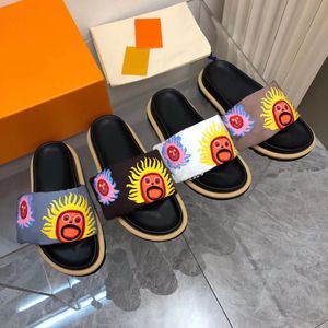 مصممة للنساء صندل L Slipper Slides Sandals Flat Summer Sandale Shoes Men Classic Beach Beach Woman Summer Slippers Slippers Sliders Sandels with Box 10A