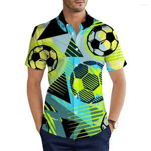 Camisas casuais masculinas HX Fashion Mens Soccer Splicing 3D Printed Sleeve Short Shirt For Men Summer Beach Tops Camisas