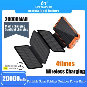 Andra elektronik Solar Power Bank 20000MAH 12V 5V USB Portable Solar Cell Solar Panels med batteriladdare för telefonkraftsbank camping utomhus 230715