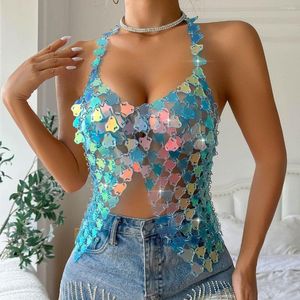 Kvinnors tankar sommarstrandskörd top ihåliga ut sexiga rygglösa Camisole Festival Rave Party Topps nattklubb kläder Tank
