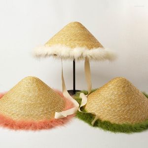 Breite Krempe Hüte Tragbare Sonnenhut Stroh Weben Traditionelle Kappe Für Frauen Sunproof Sommer Universal Kegel Großhandel