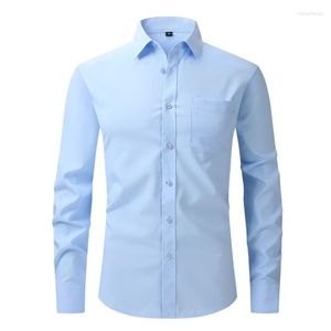 Men's Dress Shirts Stretch Slim Elasticity Fit Male Business Basic Casual Long Sleeved Men Social Formal Shirt