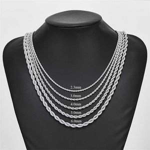 Strands 2.3mm 3mm 4mm 5mm 6mm Stainless Steel Twisted Rope Chain Necklace for Men Women 16 to 30 Inches 230613