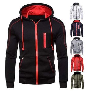 Herr hoodie svart vit armé grön röd marinblå huva färgblock fleece cool avslappnad väsentliga vinterkläder kläder hoodies tröjor