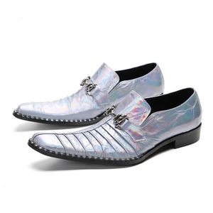 Designer Plus Size Metal Toe Men Party Oxford Shoes Business Prom Men Dress Shoes Slip-On Mens Fashion Leather Shoes