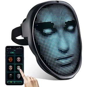 Altre forniture per feste di eventi Maschera LED di Halloween con viso Bluetooth programmabile Controllo del telefono BT Messaggi fai-da-te Luce 230717