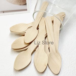 Disposable Wooden Spoon Mini Ice Cream Spoon Wood Coffee Spoons Western Dessert Scoop Wedding Party Tableware Kitchen Accessories TH0957