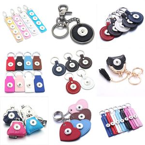 Keychains Lanyards 10st/Lot Snap Jewelry Pu Leather Keychains Fit 18mm 20mm Snap Button Diy Snap Keyring for Women Keychain 230715