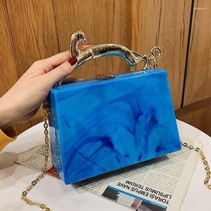 Abendtaschen Luxus Acryl Frauen Handtasche mit Metall Tragbare Designer Kleine Umhängetasche Ins Ketten Crossbody für