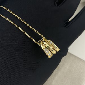 Colar com pingente de três anéis em forma de cobra, corrente, joias de marca, luxo, cristal banhado a ouro 18K, strass, feminino, novo colar