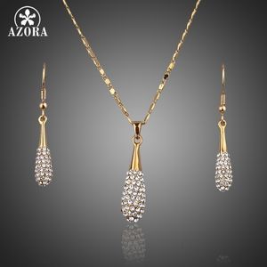 Set di gioielli per matrimoni Azora Oro Colore stellux Crystal Crystal Drop Earring e Necklace Set TG0022 230717