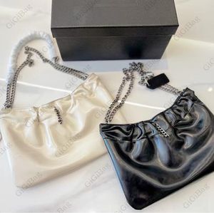 Vaxoljeläderkedja designer axelväska hög kvalitet kvinnor elegans enkel atmosfär mjukt axillärt paket fast färg handväska
