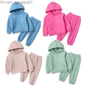 Set di abbigliamento 2023 Primavera Autunno Set di abbigliamento per bambini e bambine Infantile 2 pezzi Cerniera per bambini invernali + Top in cotone per ragazzi Set con cappuccio Z230717