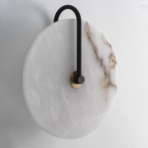 Wall Lamp LED Round Marble Stone Lights 16CM 25CM Home Bedroom Living Room Surface Mounted Sofa Foyer Background Decor Light