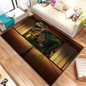 Halılar 3D Jurassic Dinosaur Dragon Baskılı Halı Oturma Odası Halıları Kampı Kampı Stranger Şeyler Piknik Mat Anti-Slip Yoga Mat Fan Hediye R230717