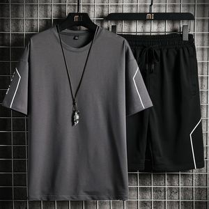 Fatos de treino masculinos conjunto de shorts camiseta verão respirável camiseta casual conjunto de corrida moda harajuku estampado terno esportivo masculino 230715