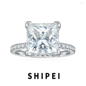 Cluster Rings Shipei 5CT Princess Cut 3Ex D Moissanite Diamond Women Ring Smycken Engagemang Sparkling 925 Sterling Silver Jubileumsgåva