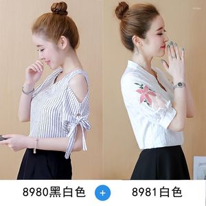 Women's Blouses Chiffon Shirt Summer Short-sleeved Autumn Coat Light Cooked Ocean 2023 Trend Fashion Temperament