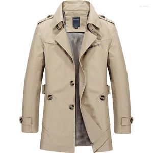 Men's Trench Coats Spring And Autumn Pure Cotton Solid Color Casual Fit Long Jacket For Mens