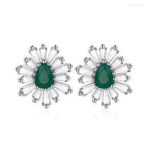 Stud Earrings 925 Sterling Silver 4 6mm Synthetic Emerald Water Drop Diamond For Women