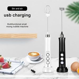 3 In 1 Wireless Rechargeable Electric Milk Frother Foam Maker Handheld Foamer , Coffee Whisk Drink Foam Mixer With USB Rechargeable 3 Speeds