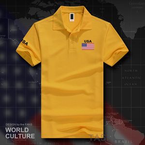 Herren-Poloshirts Vereinigte Staaten von Amerika USA US-Poloshirts für Herren, kurzärmelig, weiße Marken, bedruckt für Land, Baumwolle, Nationalmannschaftsflagge 230715