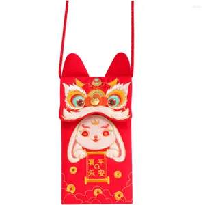 Gift Wrap Asia Cross Body Wallet Chinese Envelope Packets Messenger 2023 Red Canvas Cash Pouch Child