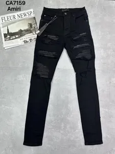HM120055 ROXO Jeans masculino de alta qualidade Distressed Motorcycle biker jean Rock Skinny Slim Ripped hole stripe Fashion bordado cobra Calças jeans