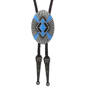 Papillon Western Denim Bolo Tie Collare in pelle in lega di zinco Corda Diamond Point Oil