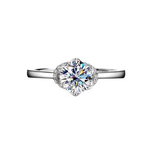 D Color Moissanite True Love Coronation Ring S925 Silver Sterling Classic Six Claw Open Mouth Ring