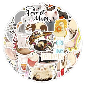 50Pcs-Pack Cute Ferret Stickers Waterproof Vinyl Stickers for Luggage Water Bottle Laptop Car Planner Scrapbooking Phone Mac Wardrobe Door Wall Decals