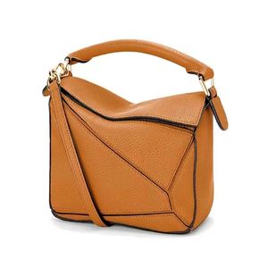 Designer-Tasche, schlichtes, großes geometrisches Design, süß, salzig, kann mit Litschi-Nudeln, Rindsleder, Baumwolle und Leinenfutter A412 individuell gestaltet werden