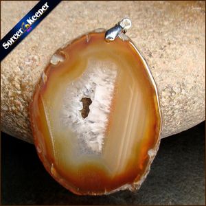 Pendant Necklaces Natural Crystal Gem Stone Jewelry Red Rough Art Botswana Agate Slice Beads Necklace Trendy Gift For Women RS615