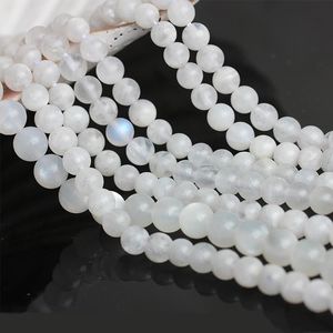 Collana Aaa+ Perline sfuse rotonde in pietra di luna bianca naturale per la creazione di gioielli Braccialetti fai da te Perline con gemme 6/8/10mm