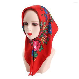 Scarves Women's Russian Floral Printed Bandana Scarf Square Handkerchief Headband Ethnic Shawl Female Foulard Babushka