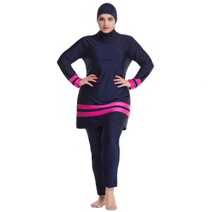 Twopiece passar muslimsk badkläder Full Covered Women Baddräkter Hijab Långärmad 3st 3st Islamic Plus Size Diving Surfing Swimming Rash Guard 230715