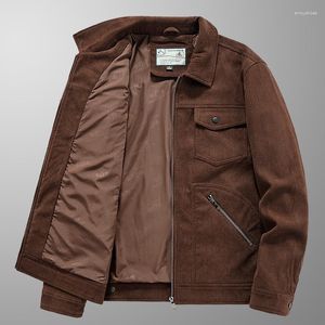 Herrenjacken Herbst Winter Cordjacke Männer Vintage Cargo Casual Revers Reißverschluss Design Mantel Multi-Pocket