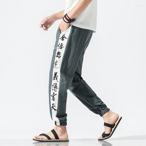 Herrbyxor Spring Autumn Casual Pant Mens Cotton Baggy Trendy Chinese Character Design Små fötter Ankellängd Street Trousers