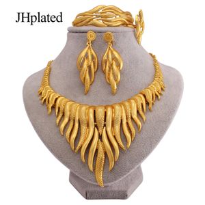 Wedding Jewelry Sets Dubai luxury Gold plated necklaces ring earrings bracelets jewelry sets Indian African bridal gifts jewellery for women 230717