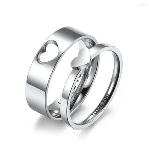 Wedding Rings 2Pcs/sets Heart Matching Stainless Steel Couple Set Forever Love Ring For Women Men Charm Valentine's Day Jewelry