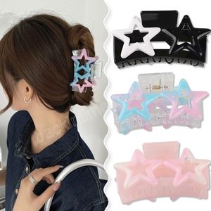 Five-Pointed Star Hair Claw Summer Elegant Hair Accessories for Women Girls Sweet Cute Headwear Bath Make Up Square Hair Clips