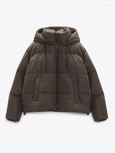 Gabardines femininas de algodão com capuz acolchoado jaqueta puffer à prova d'água blusão streetwear solta neve quente parka gola alta casaco com cordão