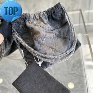 cc bag chal trend 22 bags black trash design denim argento antico grande tote borsa da donna messenger channel shopping bag hbab8