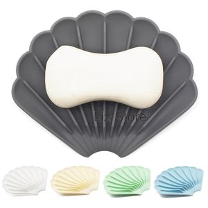 Kreativitet Seashell Form Soap Dish Silicone Anti-Slip Drainerbara tvålar Diskar Tray Eco-vänligt badrum baddusch tvålhållare Th0955