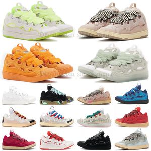 2023 New Fashion Casual Shoes Platform Shoe Sage White Fluorescent Yellow Pink Mango Mens Womens Leather Mesh Weave Lace Up Calfskin Embossed Chaussure With Box