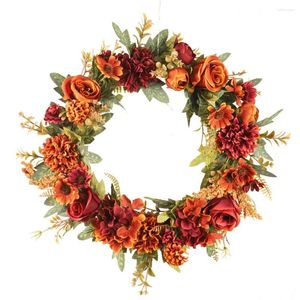 Flores decorativas 40cm Guirlanda Artificial Durável Linda Rosa Decoração de Outono Guirlanda Para Casa Janela de Ação de GraçasFérias de Casamento