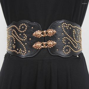 Cinture Donna Rivetto Corsetti Ampia pelle PU Elegante cintura dimagrante Bustier Elastico a vita alta Feminin Ceinture Cintura