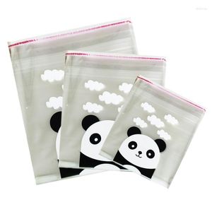 Hediye sargısı 100pcs sevimli karikatür panda hediyeler çanta kurabiye ambalaj plastik Bisküvi için plastik