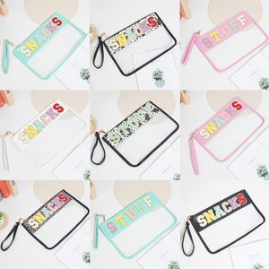 Cosmetic Bags Chenille Letter Clear Zipper Pouch For Travel Waterproof Snack Nylon Gym Beach Bag Multipurpose