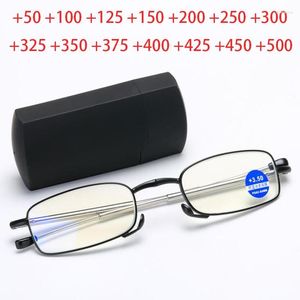Güneş gözlüğü mini tasarım okuma gözlükleri erkek kadınlar katlanır küçük çerçeve siyah metal orijinal kutu taşınabilir